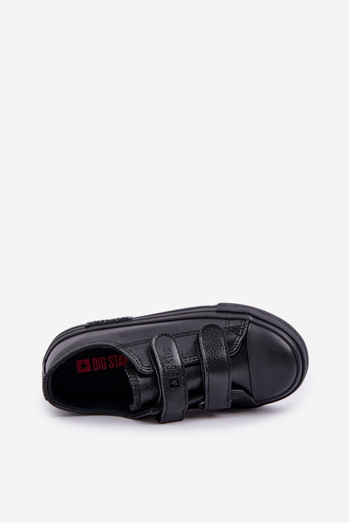 Дитячі шкіряні кросівки на липучці BIG STAR KK374054 Чорні