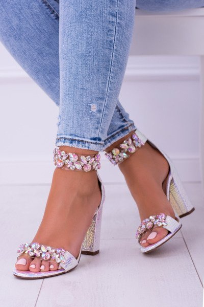 Lu Boo Iridescent Blue Silver Zirconia Lambada Sandals