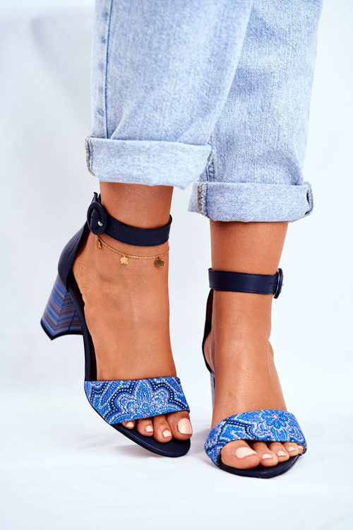 Жіночі сандалі Maciejka Leather Navy Blue 04235-17/00-5