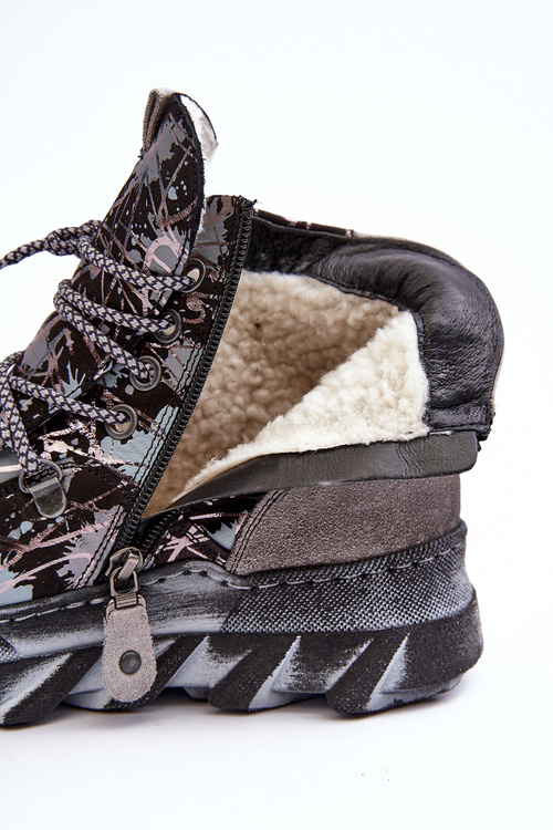 Шкіряні жіночі стьобані ботильйони Maciejka 06146-03 сірі