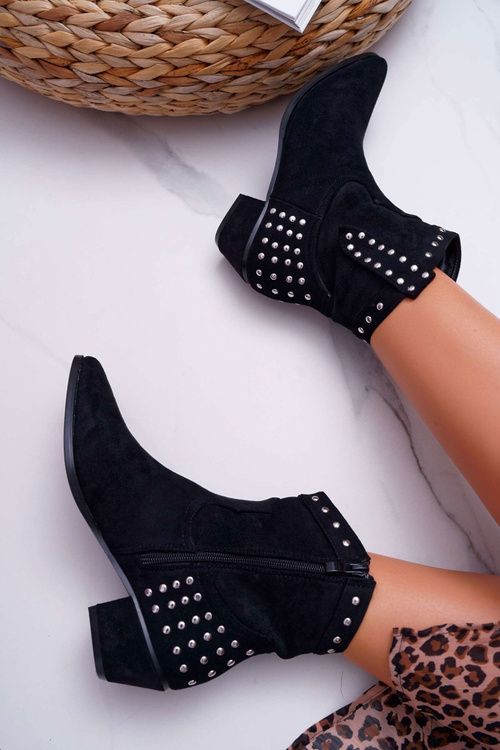 Жіночі ковбойські чоботи на плоскому каблуці чорного тонкого кольору