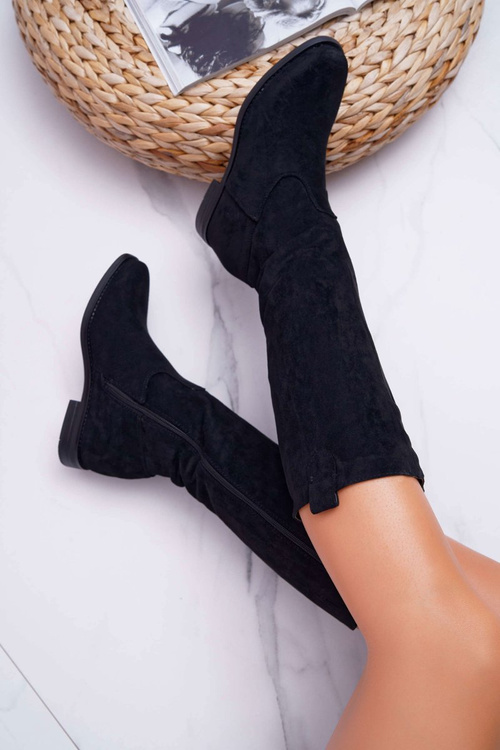 Жіночі півчоботи замшеві чорні Temet