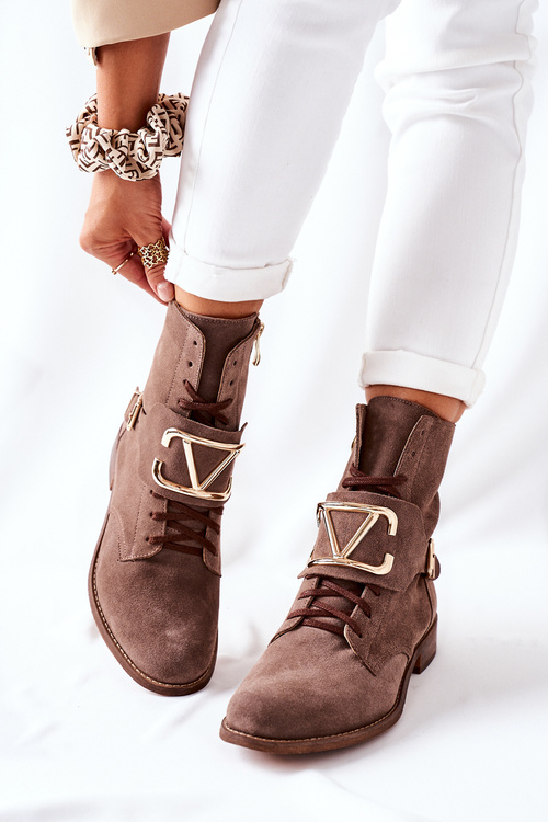 Жіночі замшеві чоботи коричневі Nicole 2676