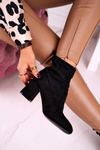 Класичні жіночі ботильйони замшеві чорні на каблучці