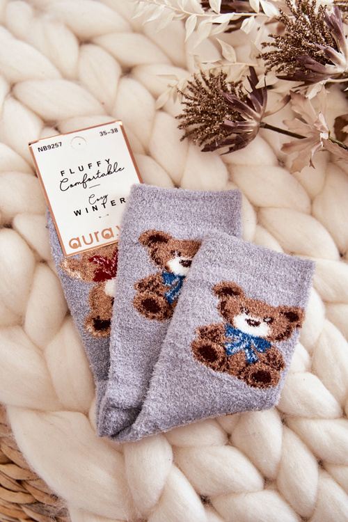 Жіночі м'які теплі шкарпетки Teddy Bears сірі