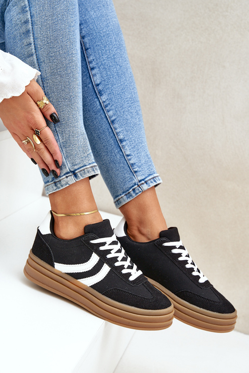 Стильні кросівки на платформі чорні Doriwa