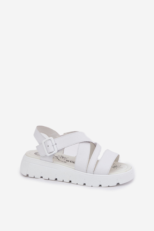 Жіночі Шкіряні Сандалі На Платформі З Пряжкою Білі Selianae