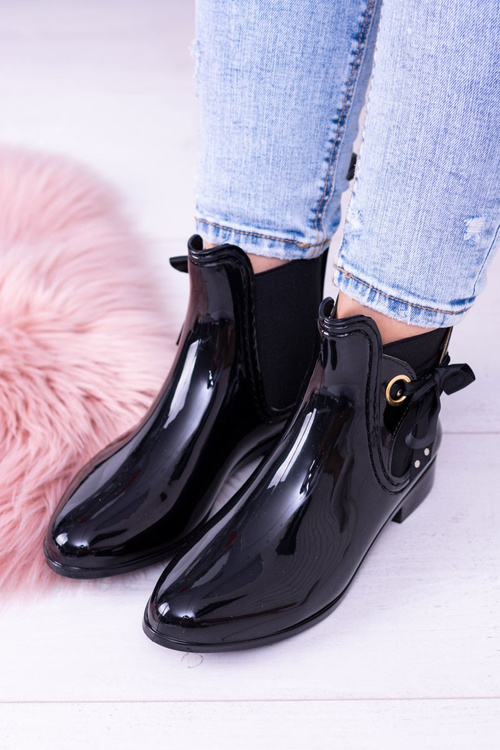 Чорні лаковані жіночі калоші Черевики челсі Someday