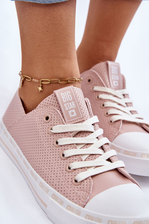 Жіночі шкіряні низькі кросівки Big Star LL274015 Рожеві