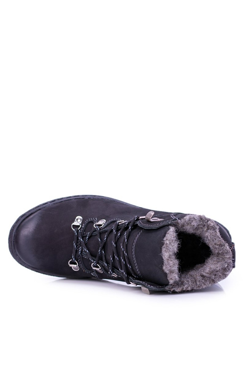 Чорні шкіряні утеплені чоловічі черевики Abelo