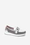 Шкіряні Жіночі Мокасини З Декором D&A LR51-966 Сріблясті