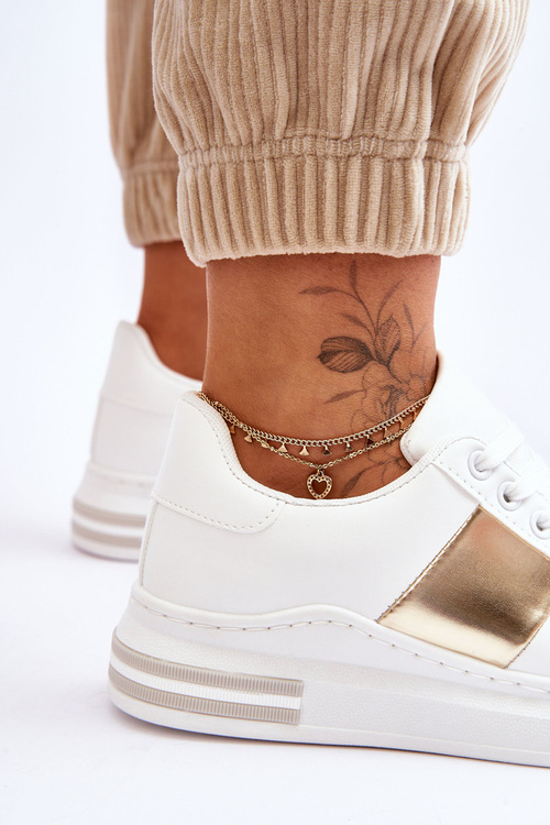 Класичне спортивне взуття білого та золотого кольору Follow Me