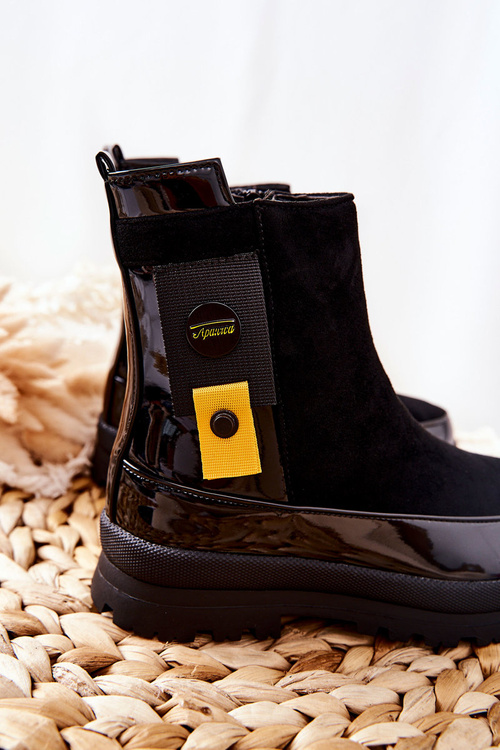 Чоботи дитячі лаковані замшеві чорні My Lovely