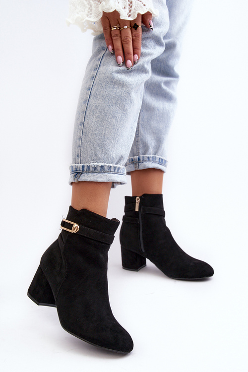 Жіночі чоботи на низькому каблуці чорні Verice