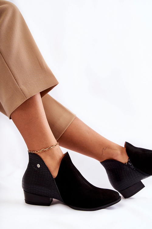 Жіночі шкіряні черевики Maciejka чорні тваринний візерунок 04091-62