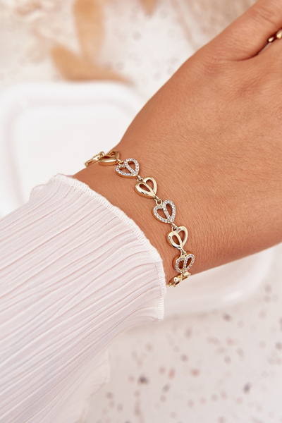 Браслет з хірургічної сталі з цирконіями золота