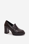 Жіночі полуботинки на каблуці з еко-шкіри шоколадні Ilyssia