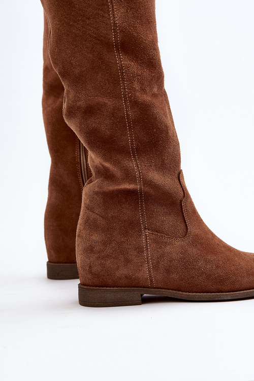 Чорні замшеві чоботи Zazoo 3407 на плоскій каблуці