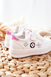 Дитяче спортивне взуття на липучці Білий Рожевий Aletris