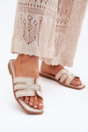 Декоровані плоскі сандалі бежеві Anniles