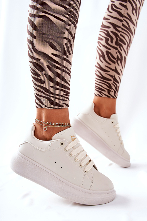 Шкіряні кросівки на платформі бежеві Lemmy