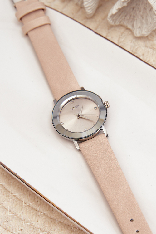 Жіночий годинник з бежевим ремінцем Ernest E62035L