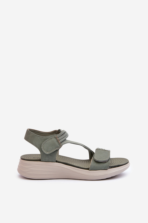 Жіночі зручні зелені босоніжки на липучці Eladora