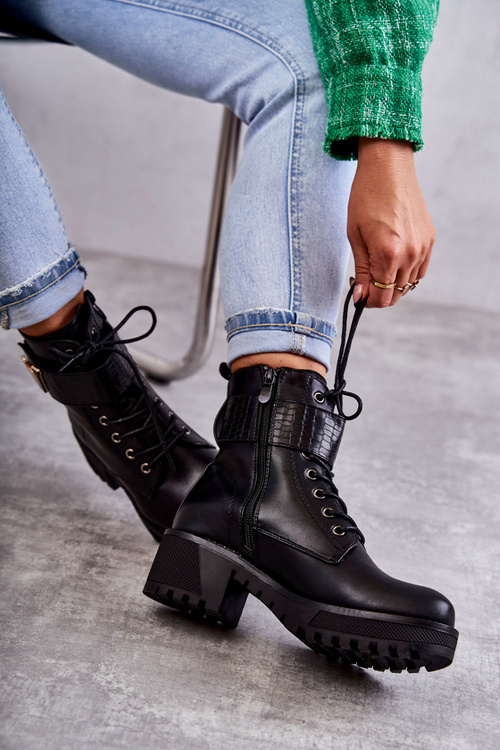 Чоботи шкіряні з утепленням на блискавці чорного кольору Ramsey