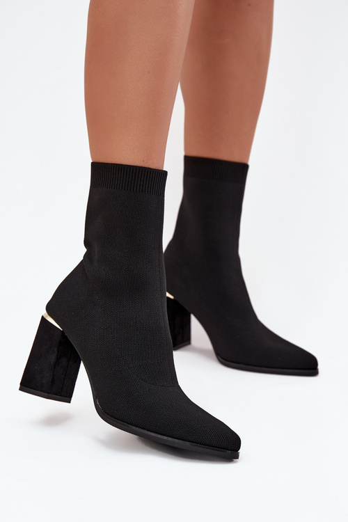Текстильні Жіночі Чоботи На Каблуку Чорні Virelle