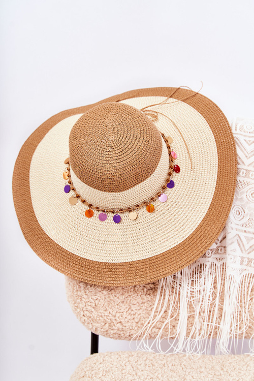 Солом'яний Капелюх З Декоративною Смугою Бежево-коричневий Ланетта