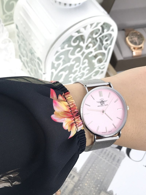 Жіночий годинник Michael John Florence Silver Pink Dial 40 мм