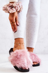 Тапочки з хутром гумові Pollie рожеві