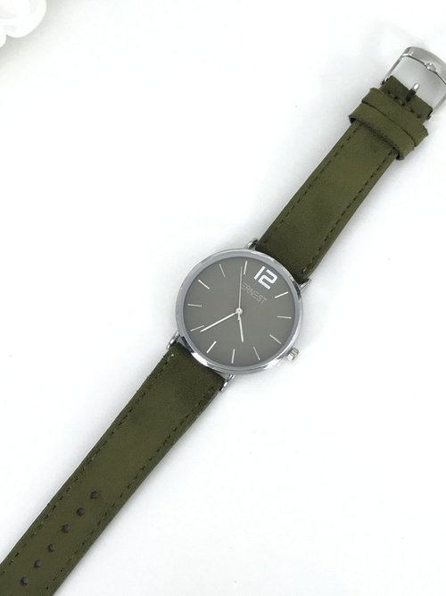 Жіночий годинник Ernest Manon Suede Olive Silver