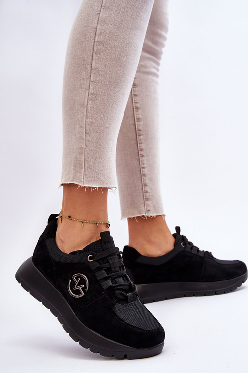 Жіноче спортивне взуття на платформі чорного кольору Aisha