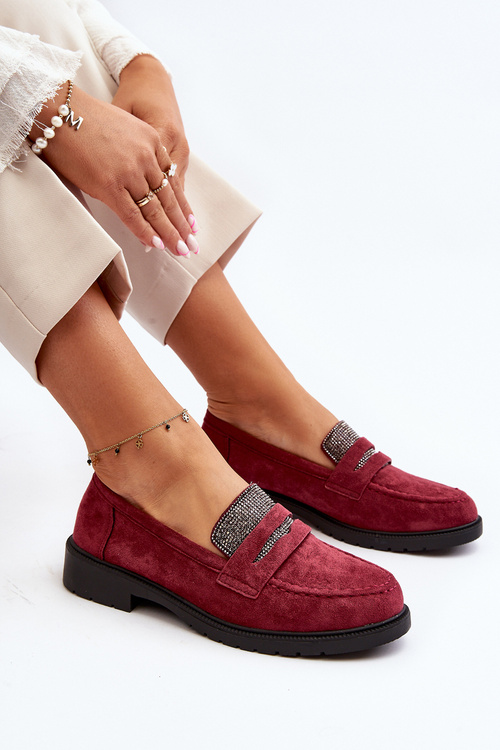 Жіночі прикрашені мокасини бордового кольору Dananei