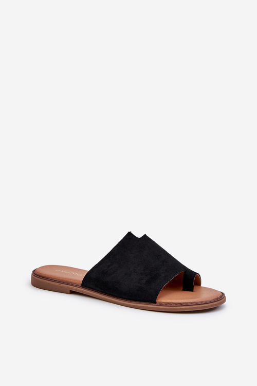 Жіночі замшеві шльопанці чорного кольору Amite