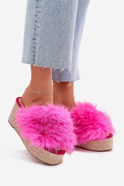 Жіночі Сабо На Каблуку З Пухом І Плетінням Фуксія Вірела