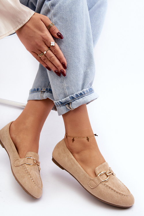 Жіночі лофери з бежевим декором Гана