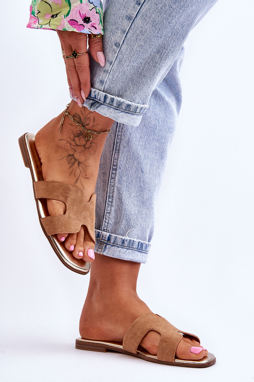 Жіночі класичні замшеві тапочки бежеві Evana