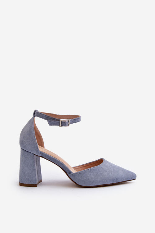 Туфлі-човники на високому каблуці з гострим носком Eco Suede Blue Halene