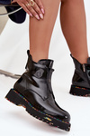 Лаковані жіночі чоботи з натуральної шкіри утеплені Artiker 57C0166 Чорні