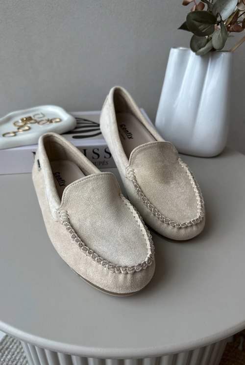 Жіночі бежеві мокасини Amrutia зі штучної замші