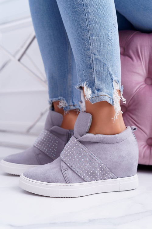 Кросівки жіночі сірі кросівки Lu Boo з блискітками PinkSugar