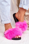 Жіночі тапочки з хутром фуксія Belmondo