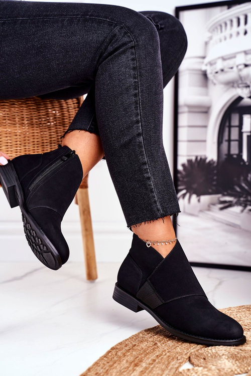 Жіночі чоботи на плоскій каблуці Чорні Sirro