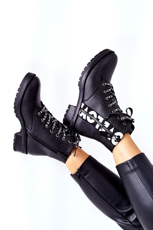 Чорні шкіряні робочі черевики на блискавці Henri