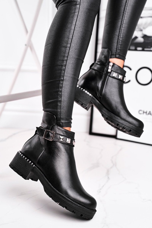 Чоботи жіночі шкіряні теплі чорні Laura Messi 2055