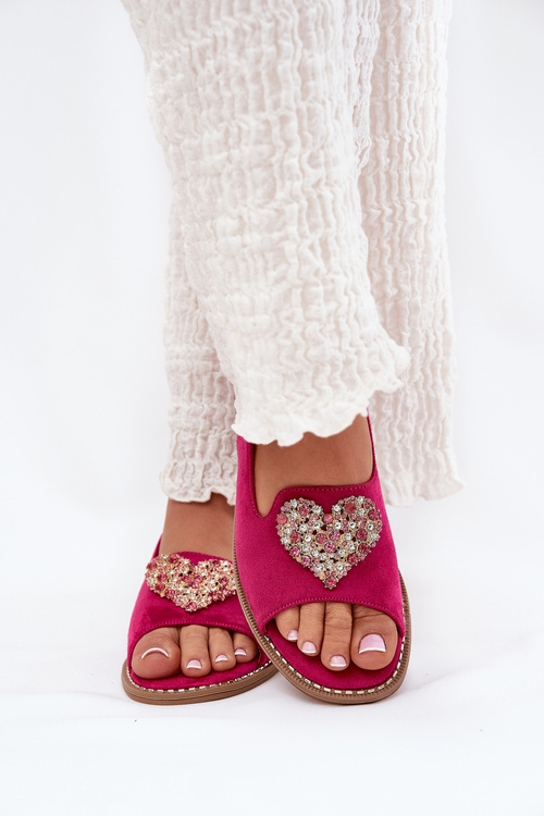 Жіночі сандалі з декоративним серцем S.Barski KV27-018 фуксія