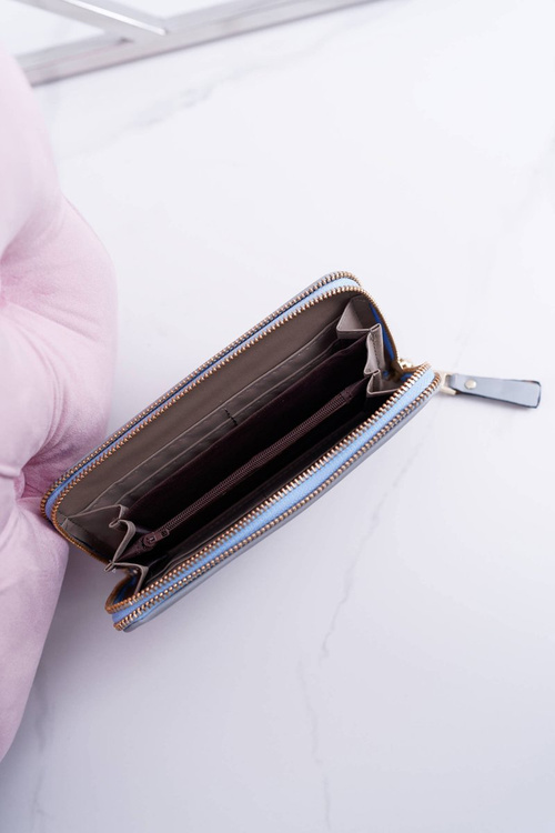 Жіночий гаманець великий синього золота на блискавці.