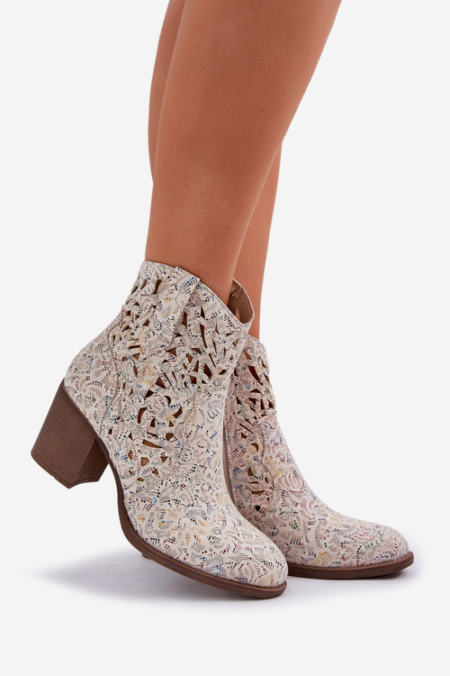 Перфоровані Чоботи На Блоковому Каблуці Multikolor Nurissa